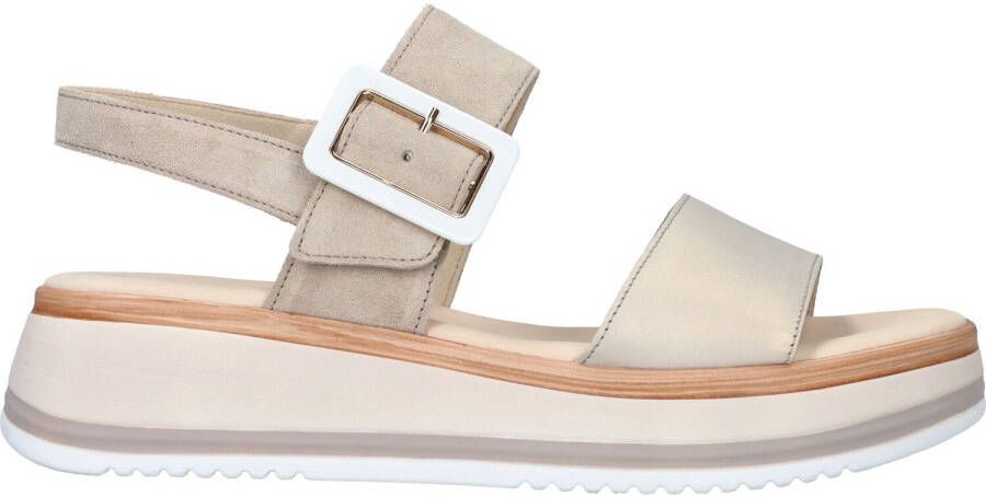 Gabor Comfortabele leren sandalen met klittenbandsluiting Beige Dames - Foto 6