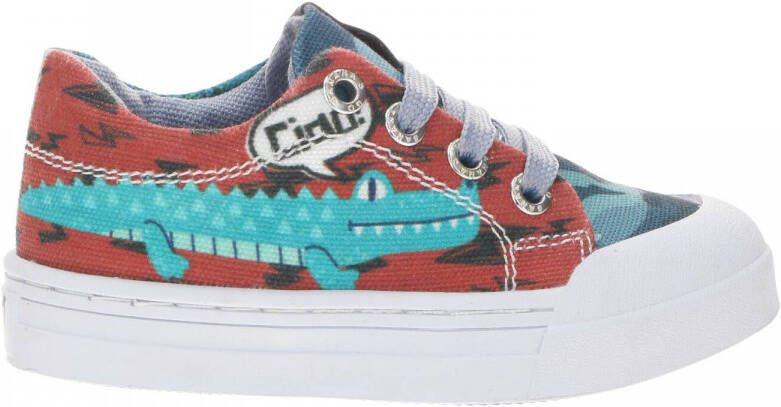 Go Banana's Alligator Sneaker Rood Blauw Multi