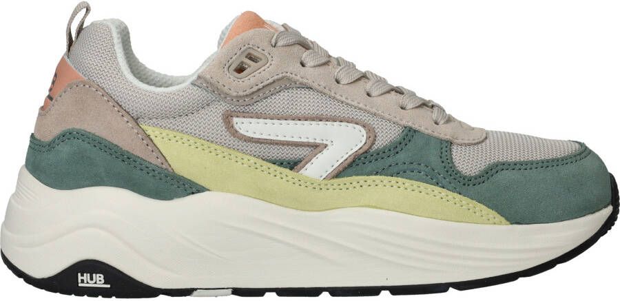 HUB Glide chunky suède sneakers beige groen - Foto 4