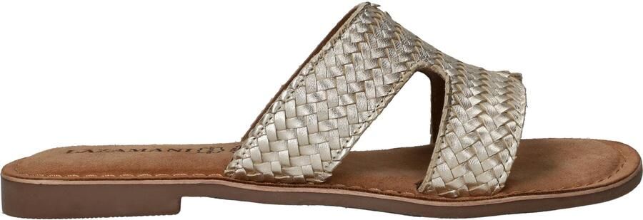 Lazamani Puck leren slippers met gevlochten goud - Foto 5
