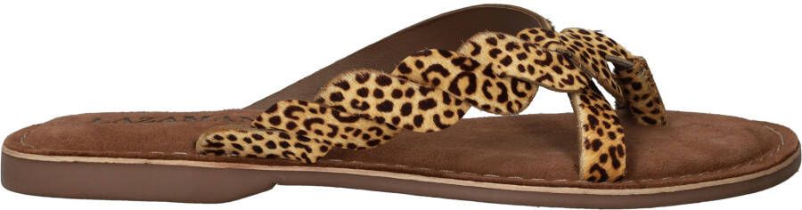 Lazamani leren slippers met panterprint cognac - Foto 4