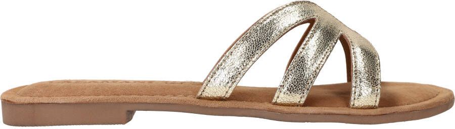 Lazamani Metallic Gouden Leren Slippers Yellow Dames - Foto 4