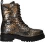 Laza i Alize leren veterboots met slangenprint goud - Thumbnail 3