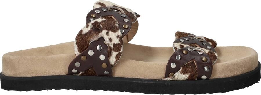 Maruti Evie Hairon Cow D04 Slippers Donker Bruin Koeienprint Leer Dames Bruin - Foto 15