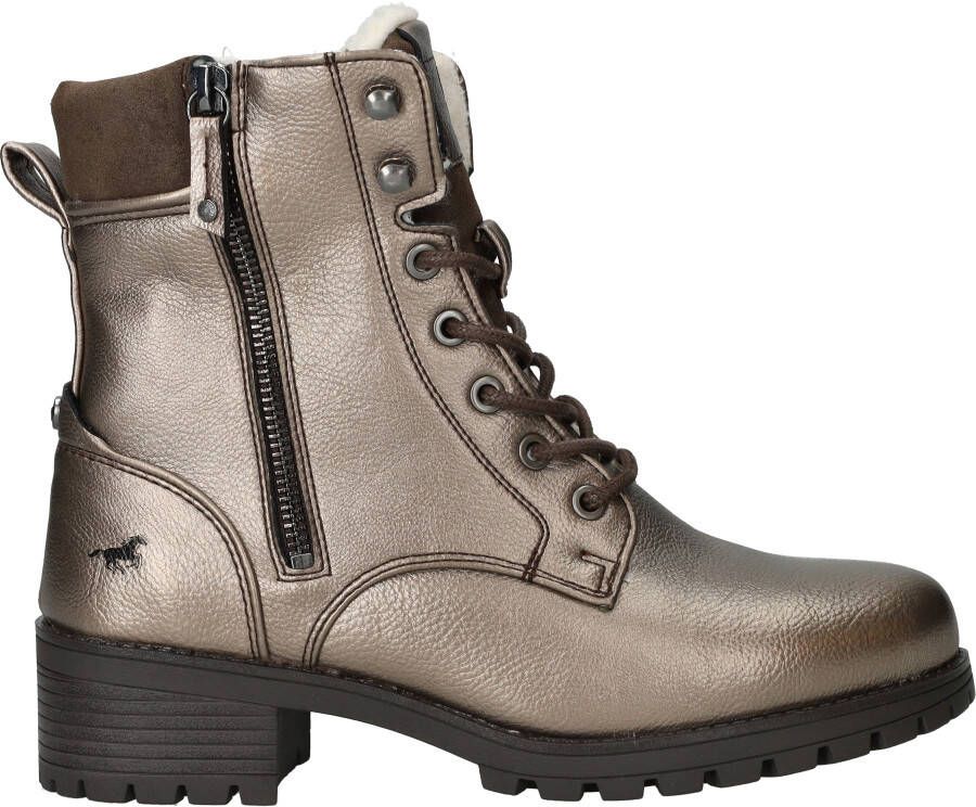 Mustang Shoes Veterschoenen enkellaars hakken in metallic-look smalle vorm - Foto 2