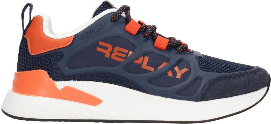 Replay Maze Sneaker Jongens Blauw Oranje