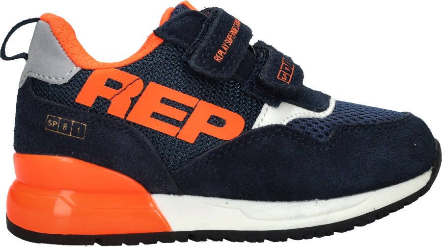 Replay Shoot kid suède sneakers donkerblauw oranje Jongens Suede Meerkleurig 28 - Foto 3
