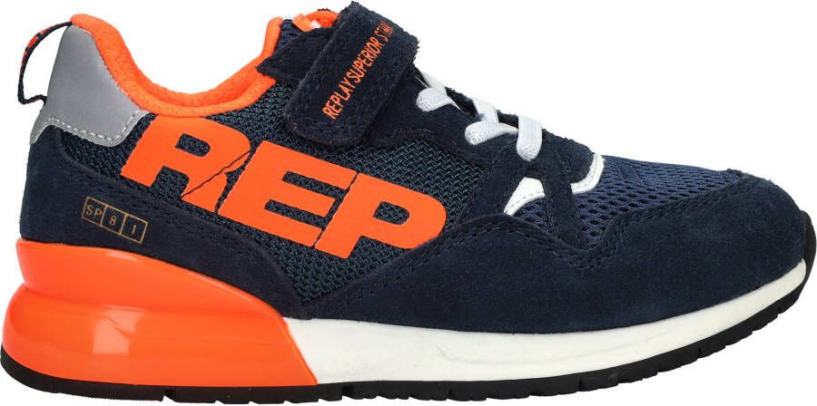 Replay Shoot Jr suède sneakers blauw oranje Jongens Suede Meerkleurig 39 - Foto 3
