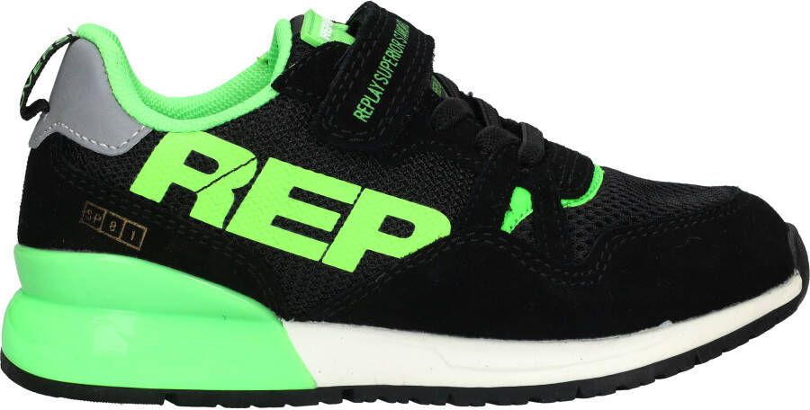 Replay Shoot Jr suède sneakers zwart groen Jongens Suede Meerkleurig 31 - Foto 4