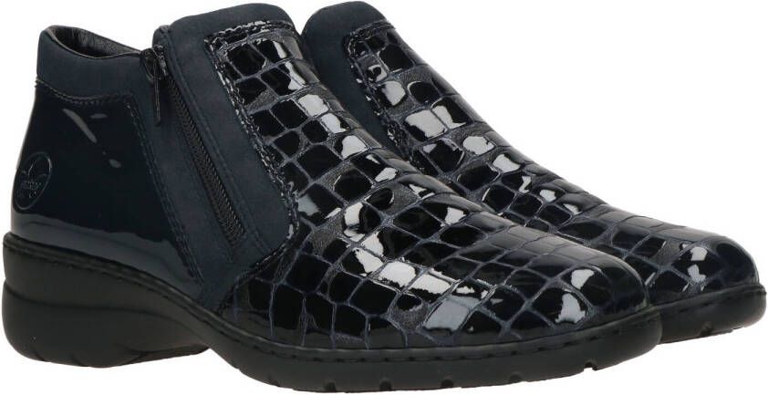 Rieker Comfortabele Blauwe Veterlaars met Dierenprint en Metallic Blauwe Lak Blauw Dames - Foto 2