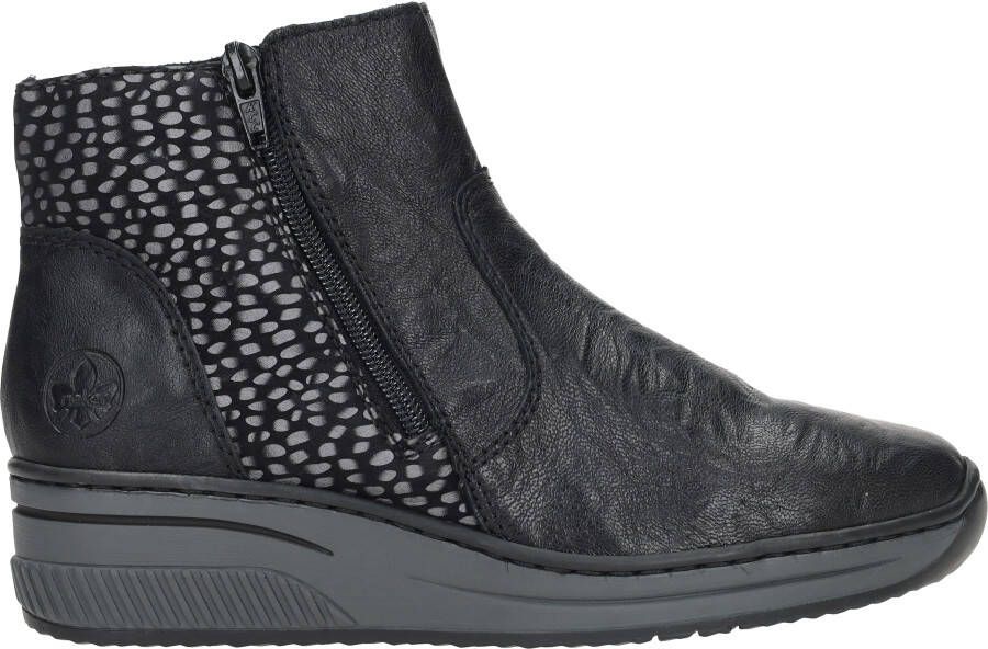 Rieker Comfortabele dameslaars met ritssluiting en stippenprint Black Dames