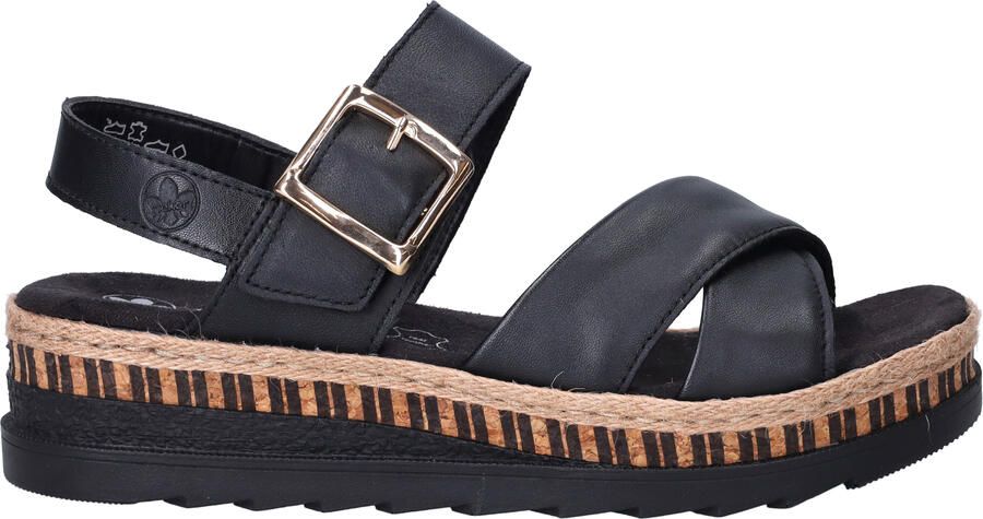 Rieker Comfortabele Leren Sandalen met Verhoogde Zool Black Dames