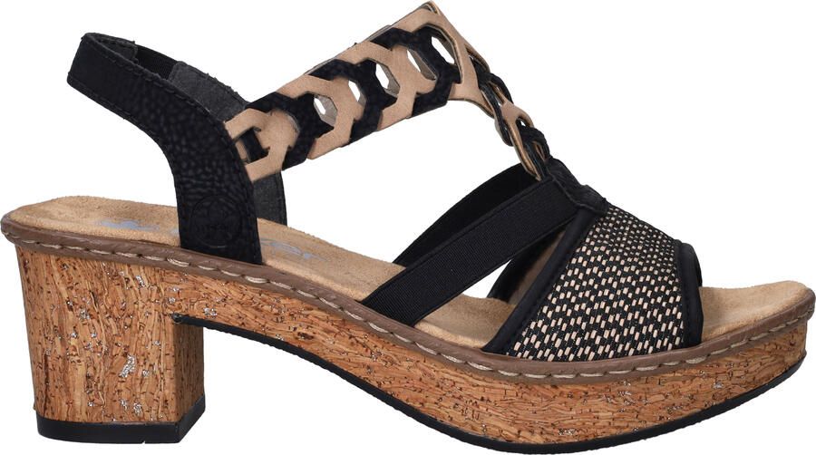 Rieker Zwarte sandalette met geweven bandjes en glitterzool Black Dames - Foto 4