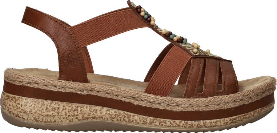 Rieker Bruine sandaal met kralen en platformzool Brown Dames - Foto 3