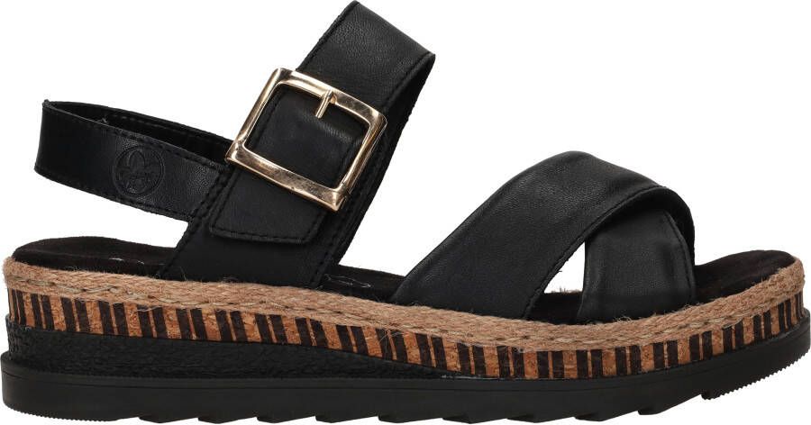 Rieker Comfortabele Leren Sandalen met Verhoogde Zool Black Dames - Foto 5