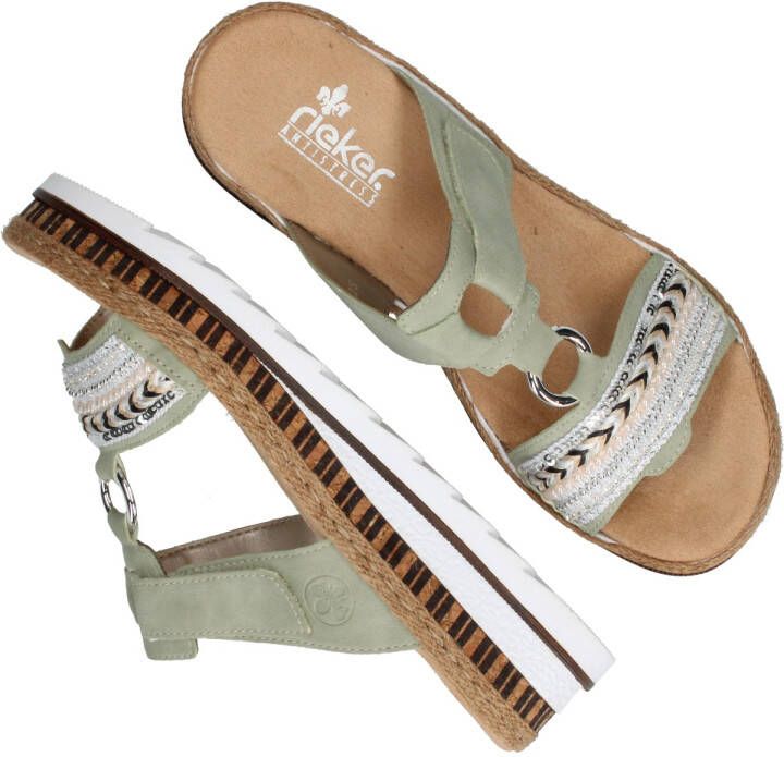 Rieker Slippers sleehak zomerschoen pantoffels met decoratieve kralen - Foto 6