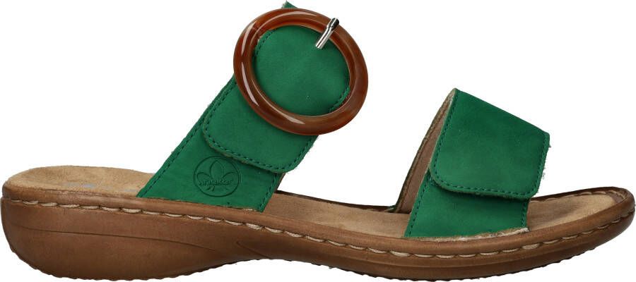 Rieker Slippers wig-hak zomerschoen slippers met grote siergesp - Foto 7