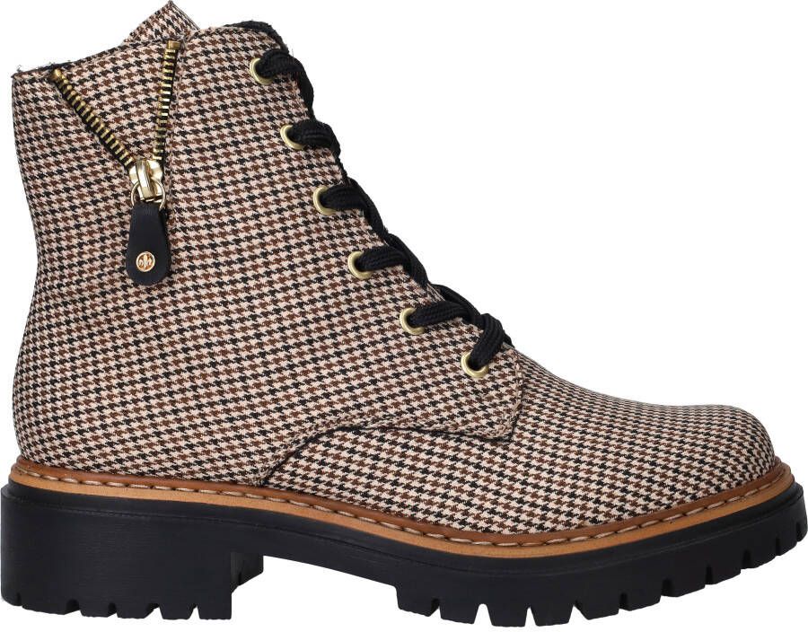 Rieker Veterlaarsjes Veterboots herfstlaarzen profielzool blokhak in pepita-look - Foto 2