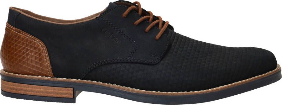 Rieker Blauwe Leren Veterschoenen met Cognac Accents Blue Heren - Foto 4