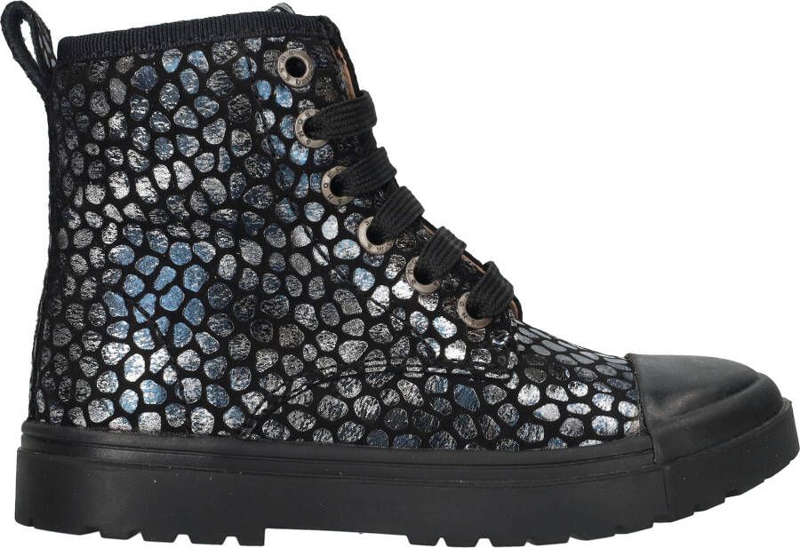 Shoesme leren veterboots zwart zilver Meisjes Leer All over print 29 - Foto 5