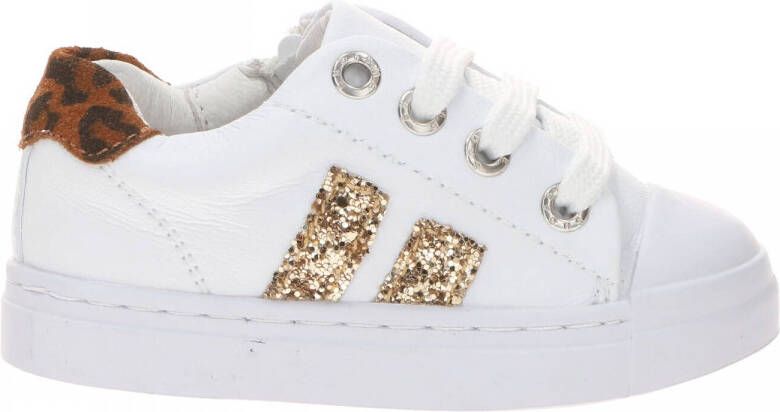 Shoesme SH21S021-A leren sneakers met glitters wit goud Meisjes Leer Panterprint 26 - Foto 7