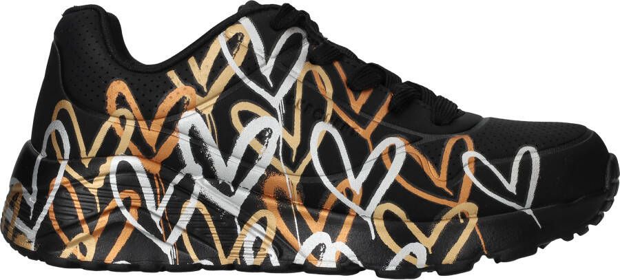 Skechers Uno Lite Metallic Love Sneakers Meisjes Zwart
