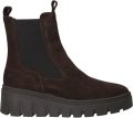 Tamaris chelsea boots van mix van rundleer en textiel - Donkerbruin