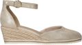 Tamaris Gouden Champagne Leren Espadrille met Klittenband Yellow Dames - Beige