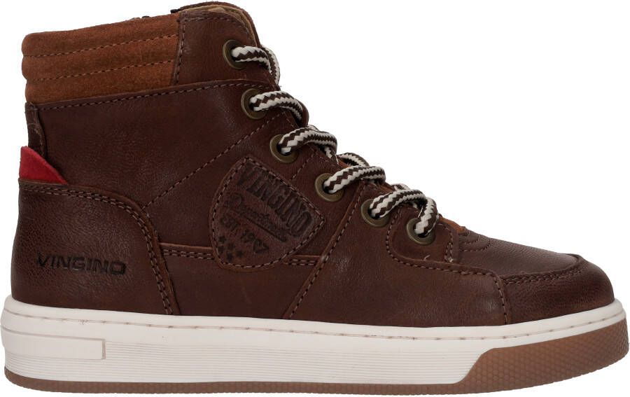 VINGINO Duncan Mid leren sneakers bruin Jongens Leer Meerkleurig 30 - Foto 5