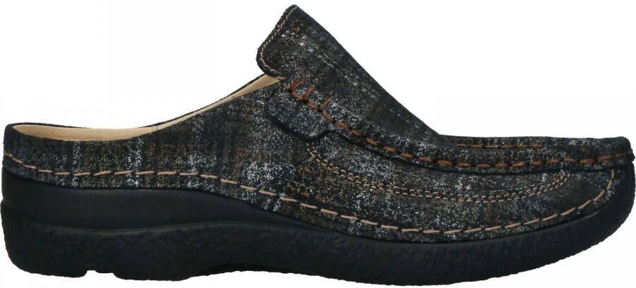 Wolky Comfortschoenen Roll Slide zwart goud metallic suede - Foto 2