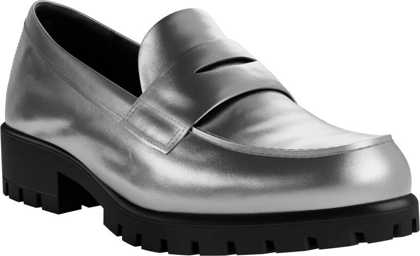 ECCO Modtray W Dames leren loafer Zilver Size: 36 (UK 3.5-4)