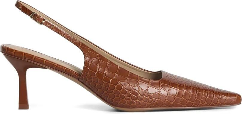 12 STOREEZ Leren slingback pumps Bruin