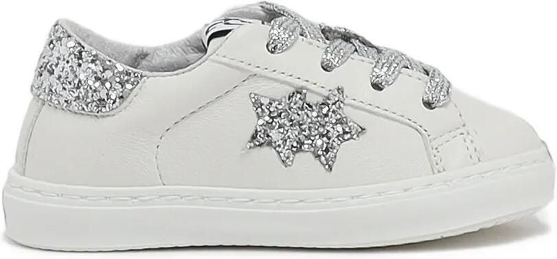 2 Star Kids Sneakers met sterpatch en glitterdetail Wit