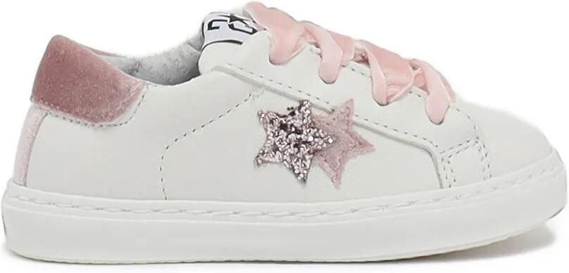 2 Star Kids Sneakers met glitter en sterpatch Wit