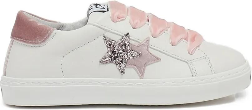 2 Star Kids Sneakers met ster met glitters Wit
