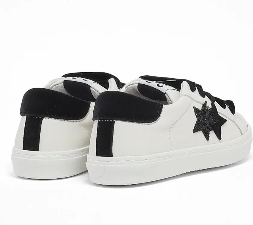 2 Star Kids Sneakers met fluwelen kant en glitters Wit - Foto 3