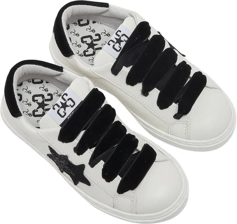 2 Star Kids Sneakers met fluwelen kant en glitters Wit - Foto 2
