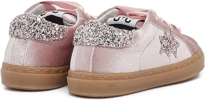 2 Star Kids Fluwelen sneakers met glitters Roze
