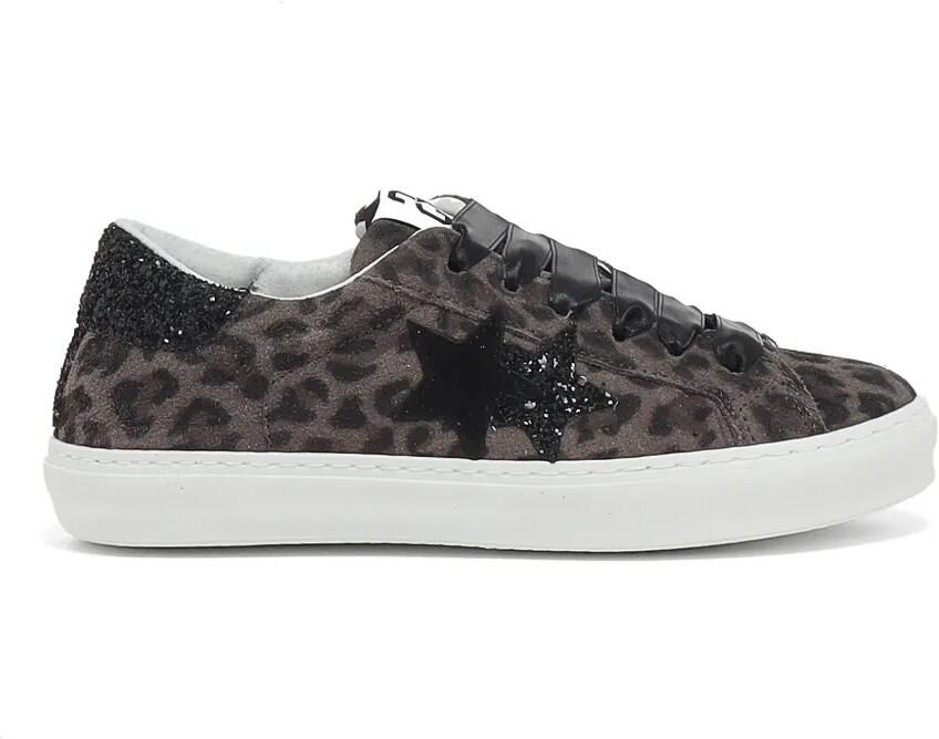2 Star Kids Sneakers met luipaardprint Grijs