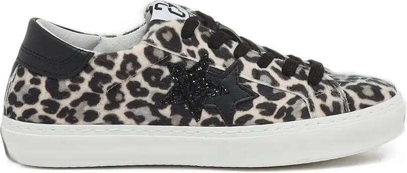 2 Star Kids Sneakers met luipaardprint en sterpatch Beige