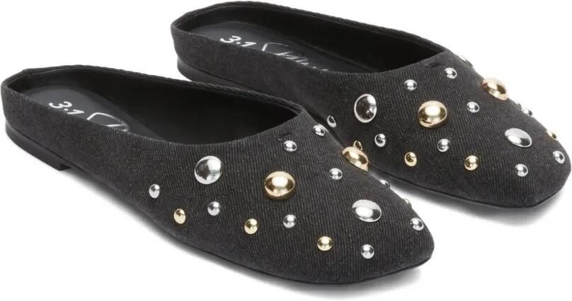 3.1 Phillip Lim Dome muiltjes met studs Zwart