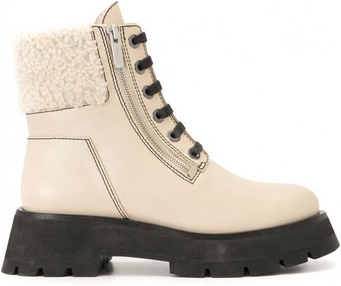3.1 Phillip Lim Enkellaarzen met lammy afwerking Beige