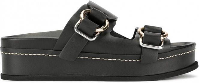 3.1 Phillip Lim Freida badslippers met plateauzool en dubbele gesp Zwart