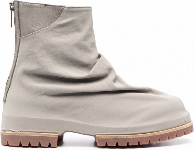 424 Enkellaarzen met gevouwen detail Beige