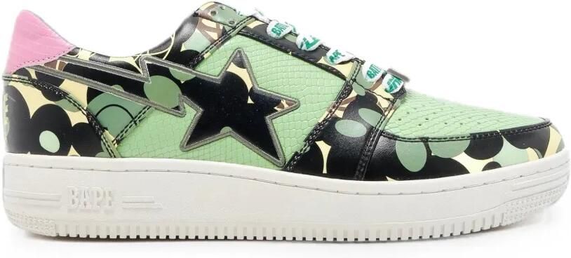 A BATHING APE x Mo' Wax x Unkle Bapesta Low M2 sneakers met camouflageprint Groen