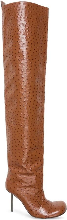 Acne Studios 100 mm stiletto laarzen met struisvogelprint Bruin