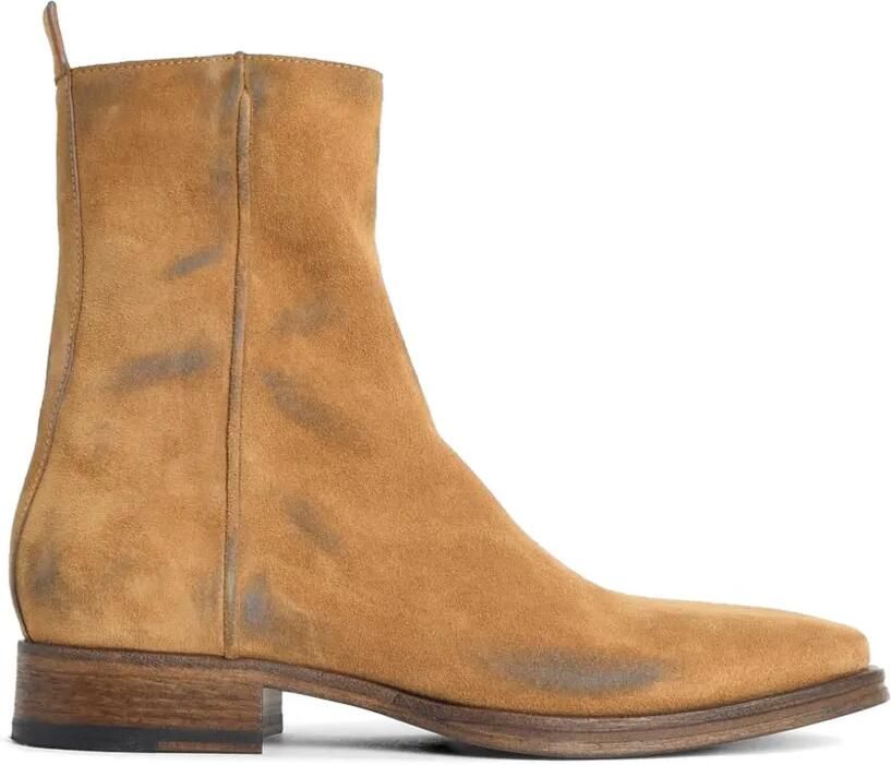 Acne Studios Enkellaarzen met vierkante neus en rits Beige