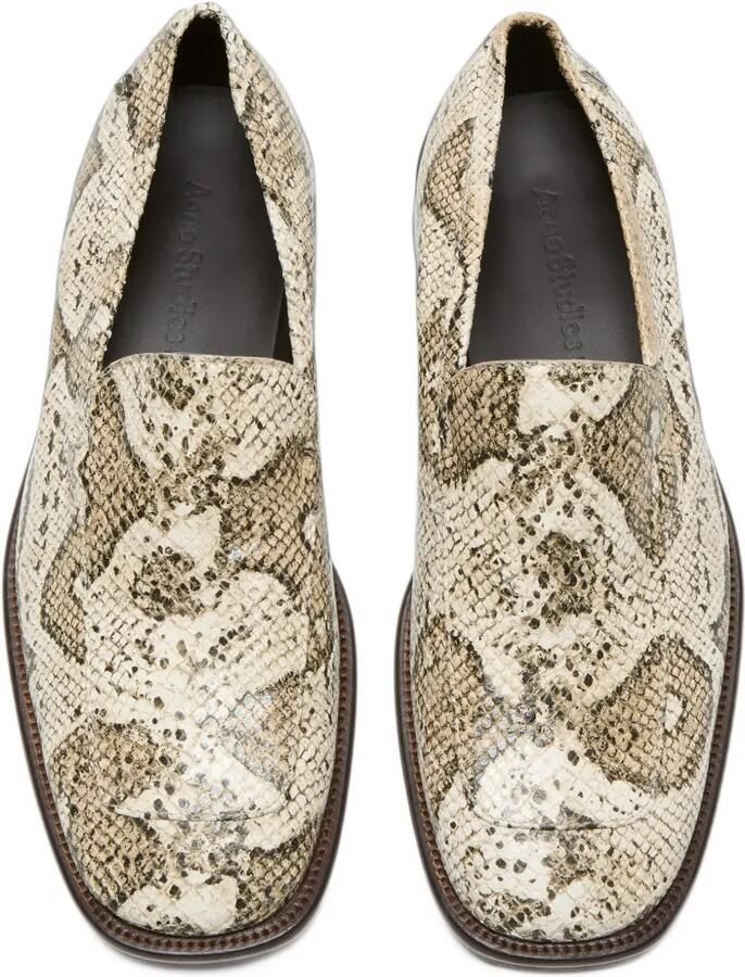 Acne Studios Leren loafers met slangen-print Beige