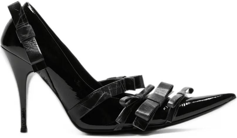 Acne Studios pointy leather pumps with bows Zwart