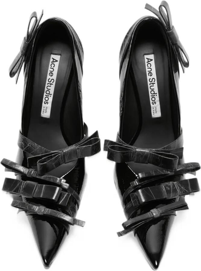 Acne Studios pointy leather pumps with bows Zwart - Foto 2